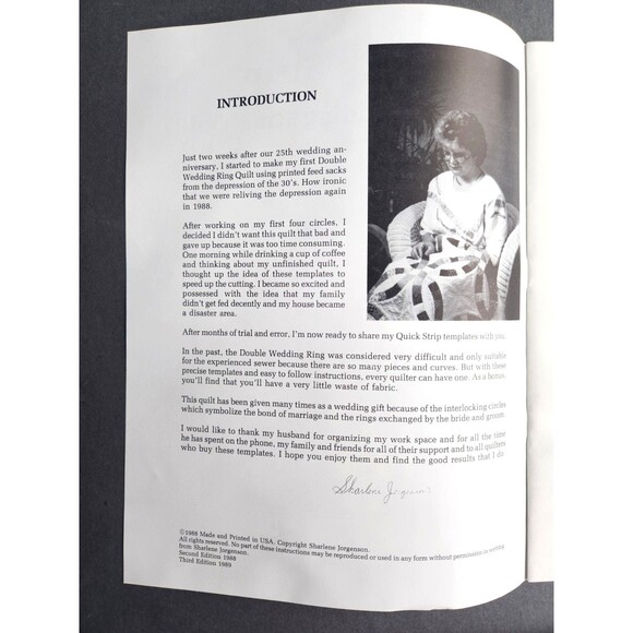 1988 Quick Strip Jorgenson Double Wedding Ring Quilt Acrylic Templates + Book - Picture 4 of 16